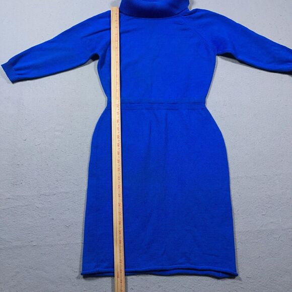 Jerna of Italy Sweater Dress Women Small Blue Wool Turtleneck 70s Minimalist - Picture 4 of 12